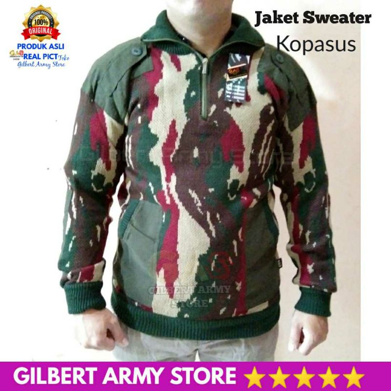 GILBERT ARMY STORE Sweater Loreng Kopasus Rajut Jaket Kopassus Pria Wanita Motif Camo Militer Tni Grosir Murah Kualitas Premium Terbaru