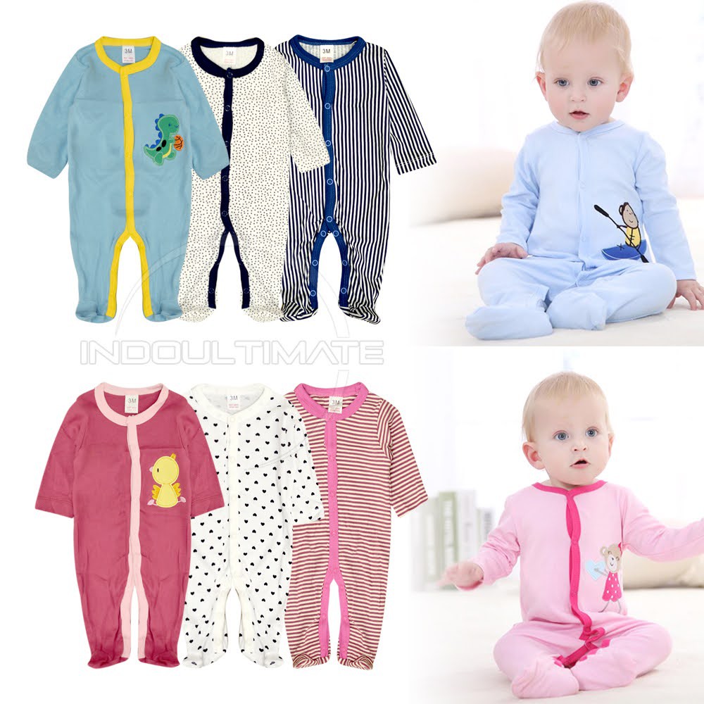 [3in1] Baju Bayi Jumsuit Jumper Sleepsuit Bayi Kaki Tutup Jumsuit Anak Baju Tidur Anak BC-09001