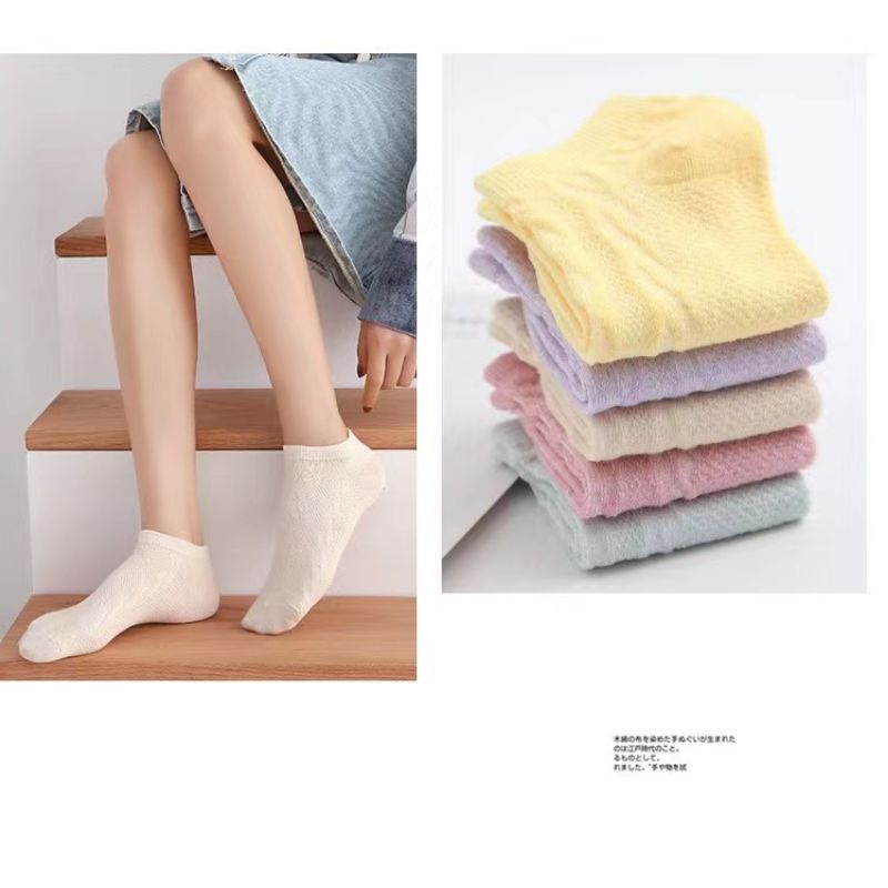 [COD] Kaos Kaki Wanita Pendek Import Warna Pastel Cute Kaos Kaki Polos Motif Timbul Ala Korea Semata Kaki Women Sock