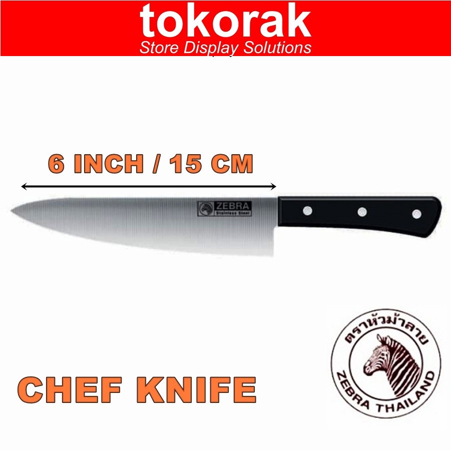 ZEBRA CHEF KNIFE 6 INCH 100222 - PISAU STAINLESS - PISAU DAPUR