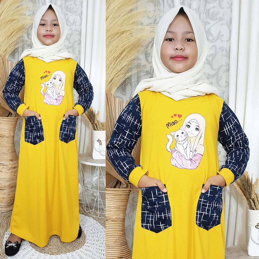 DRESS ANAK MIAO KOMBINASI ADA KANTONG 4-12tahun GL FASHION