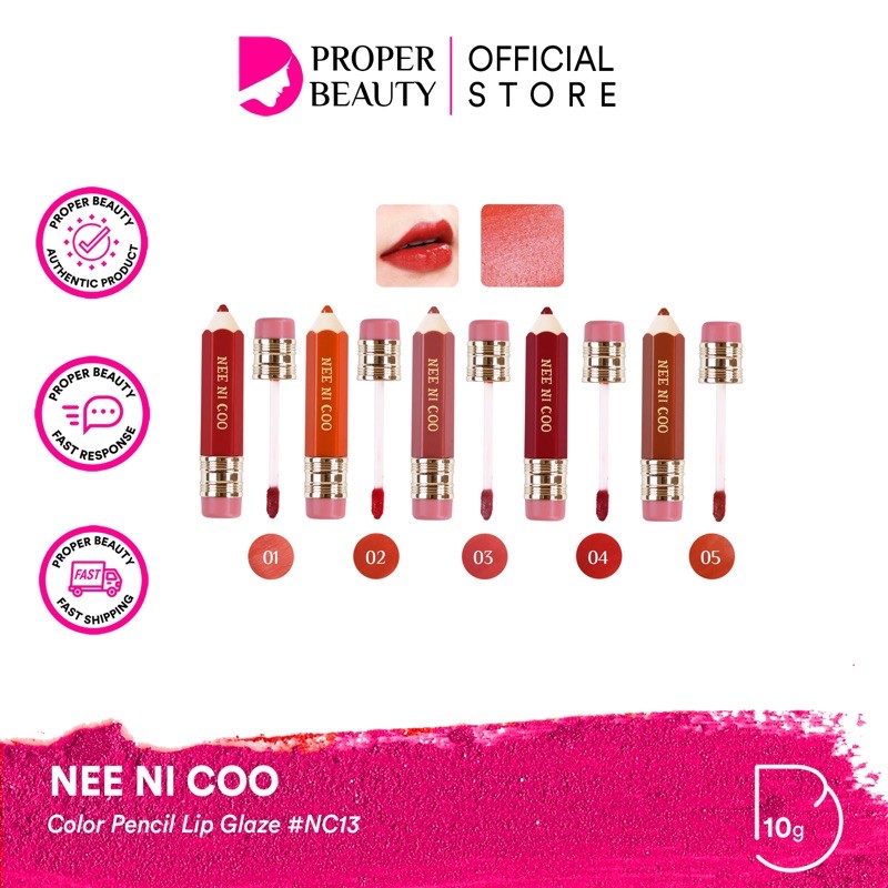 NEE NI COO Color Pencil Lip Glaze #NC13 Thailand / Nee Cara / Long Wear / Lint / Lipstick / Glossy