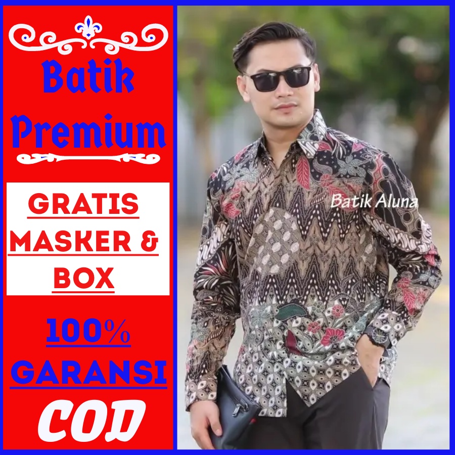 Batik pria premium lengan panjang modern kemeja kerja kantoran kondangan lamaran pesta pns guru mewa