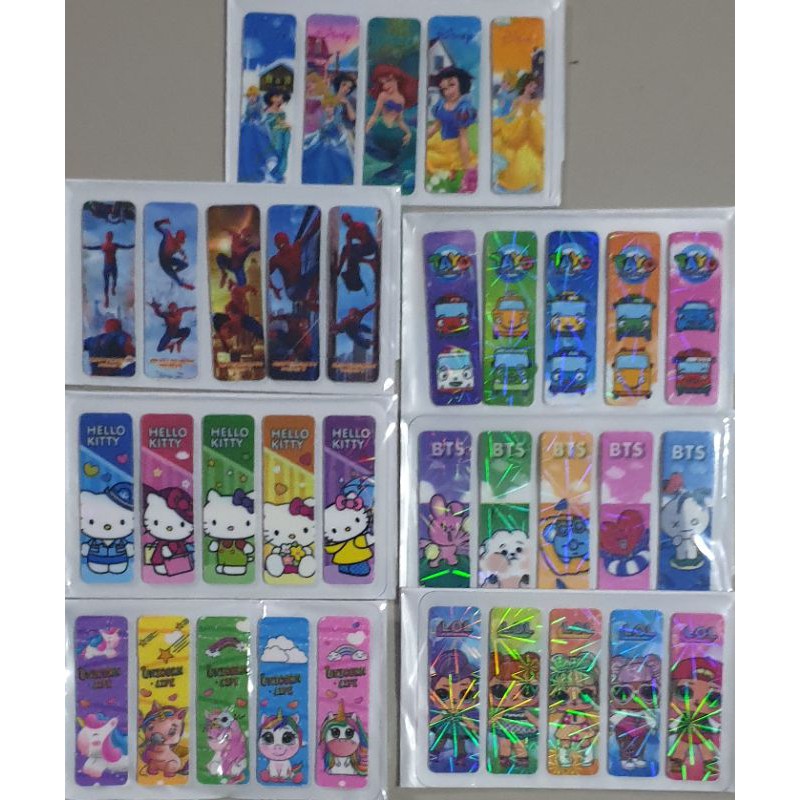 Sticky Note / Pembatas Buku / Post It Plastik Hologram Gambar Fancy Karakter 100pcs