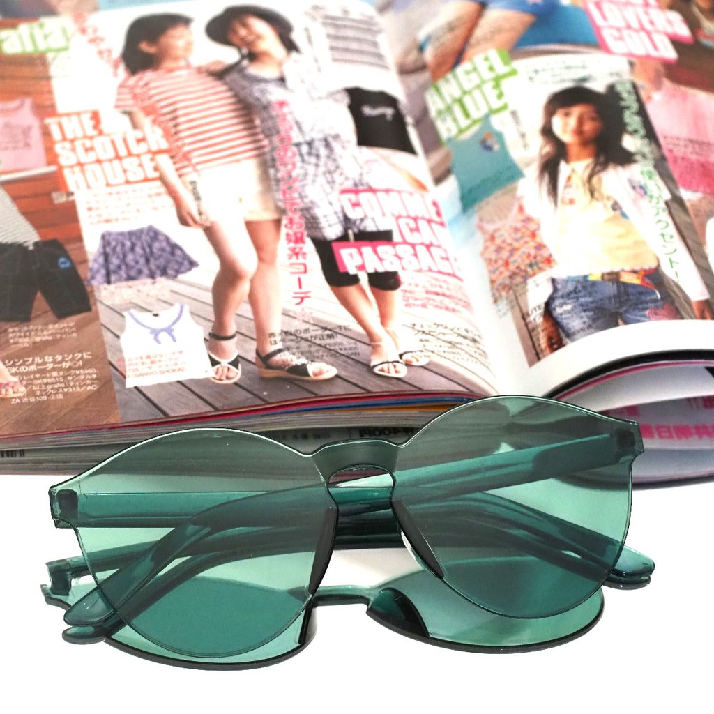 Kacamata Jelly Pria Wanita Kacamata Fashion Murah / Kaca Mata Candy Sunglasses Korea Warna Warni-9. Green
