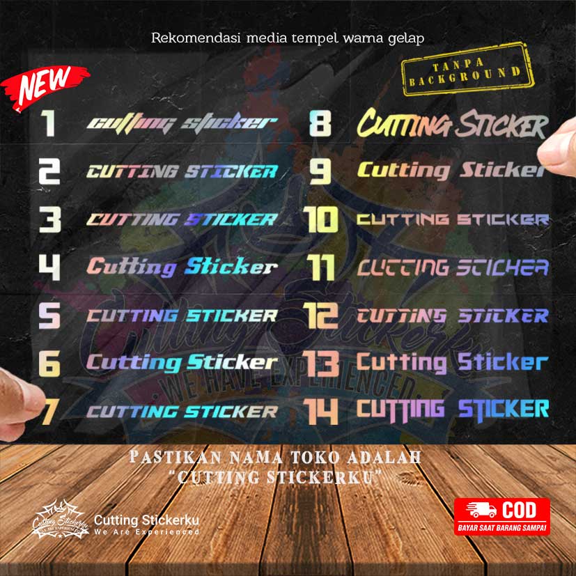 Cutting Stiker Custom Nama Racing Style  Variasi Motor Mobil Sticker Timbul Keren Nyala Dasbor Spakbor Visor Kaca Helm Laptop Hologram Reflective Tahan Air Bodi Samping Nama Scoopy Vario Beat NMAX PCX Vespa Aesthetic Pickup Anime Windshield Kustom Modif
