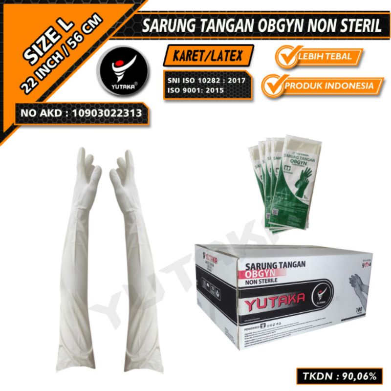 Termurah Sarung Tangan Karet Panjang obgyn 56 cm non steril merk yutaka