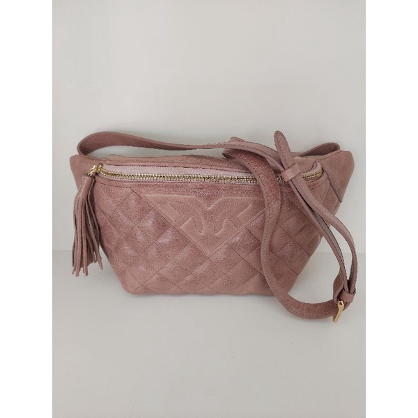 Preloved Waist Bag WB Tas Pinggang Gobelini Kulit Asli