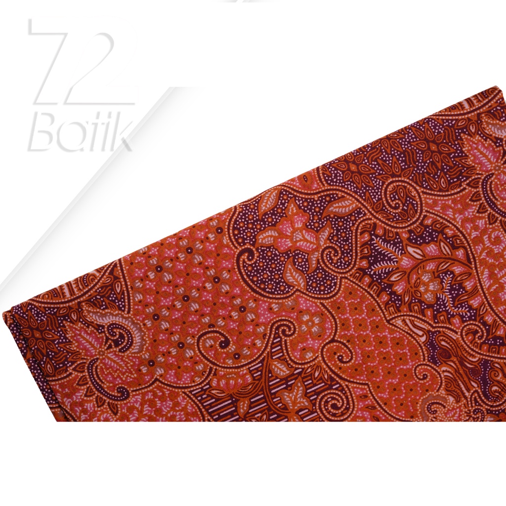 BAHAN BATIK PREMIUM Katun Motif Sekar Jagad Warna Merah Bata 722146 Cap 72 Jarik Jarit Samping Kebat Panjang Batik Katun Modern Premium Bahan Seragam Batik Pernikahan Kantor Keluarga Murah Kamen Jadi Batik Bali Lembaran