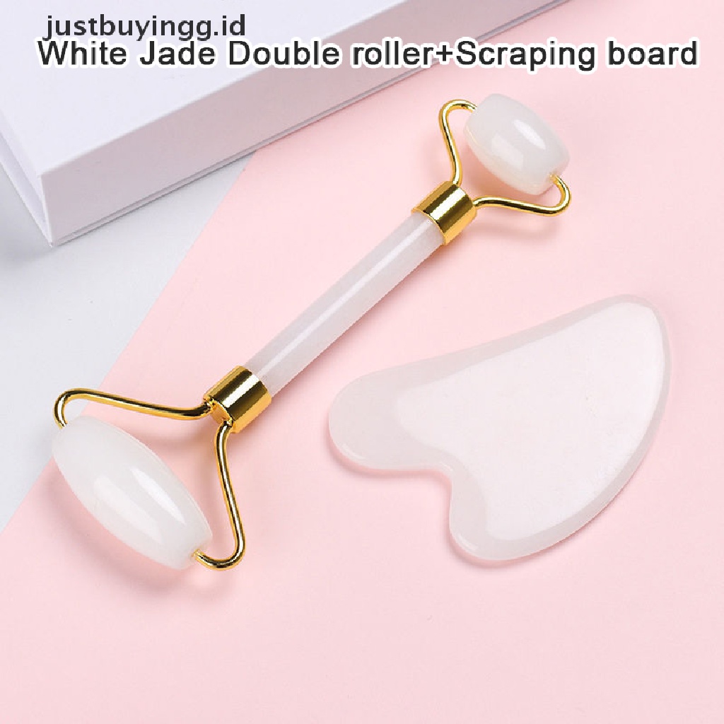 [justbuyingg.id] Jade Roller Gua sha Board Anti Aging Face Massage Beauty Care Slimming Tools ID