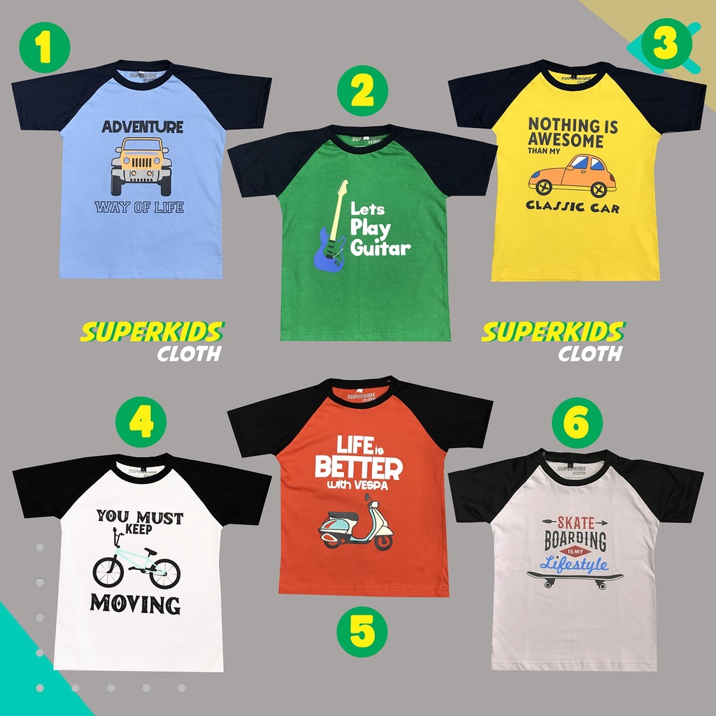 BAJU ANAK LAKI LAKI 1 - 11 TAHUN MURAH BUKAN SUPERHERO KAOS ANAK LAKI LAKI / PAKAIAN ANAK LAKI LENGAN PENDEK RAGLAN BRAND SUPERKIDSCLOTH