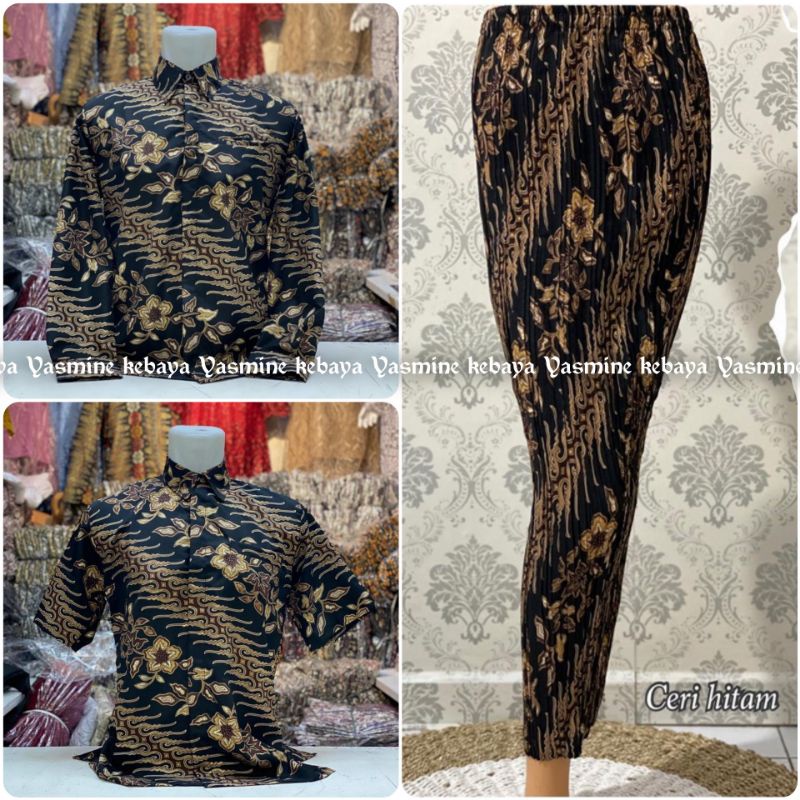 COUPLE ROK PLISKET JUMBO SET KEMEJA BATIK PRIA / BAJU COUPLE BATIK LAMARAN / COUPLE / COUPLE KEBAYA