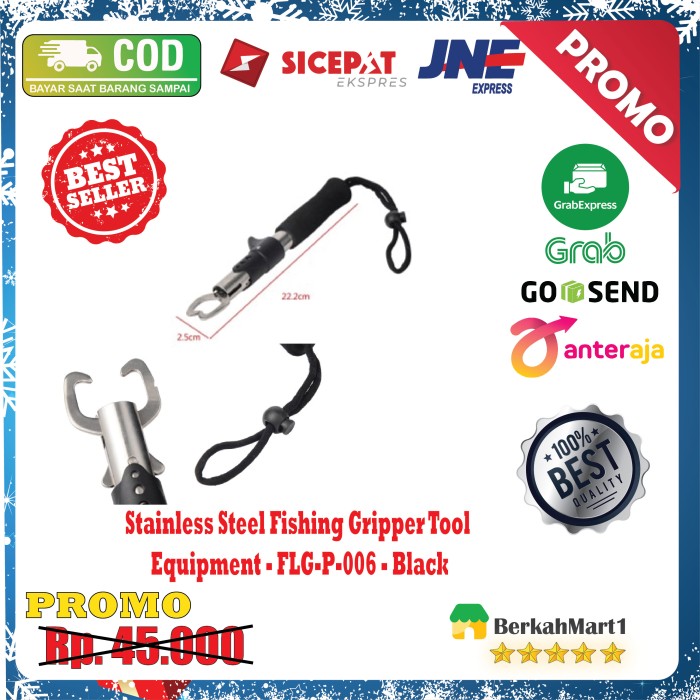 Lip Grip Portable Stainless Steel Fishing Gripper Atau Grabber Ikan