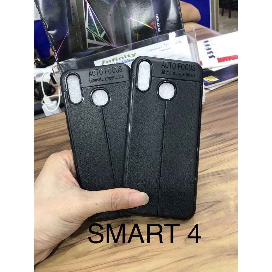 SILIKONE AUTO FOKUS LEATHER CASE KULIT BLACK FOR INFINIX SMART 4