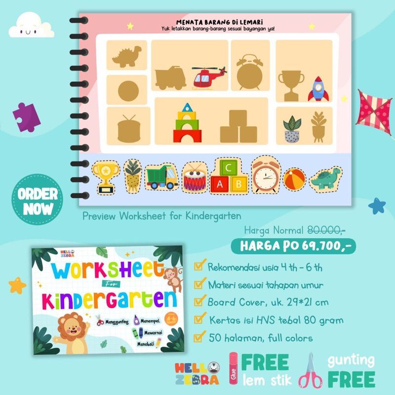 Worksheet Kindergarten• Worksheet 4-6 Tahun