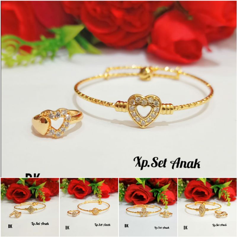 Fourfashion Set Gelang+Cincin Perhiasan Anak Motif Kekinian PD199