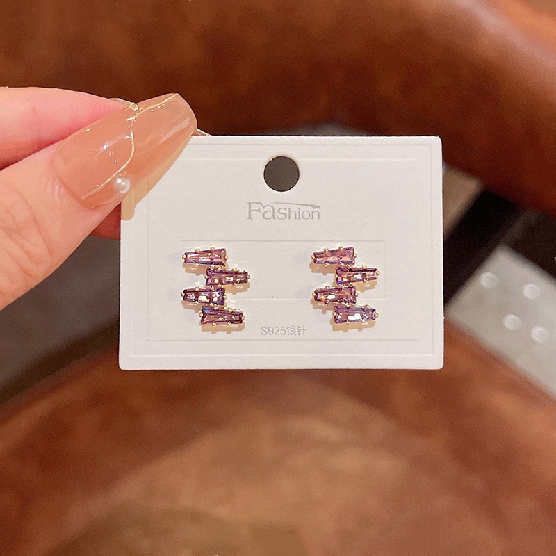 Anting Tusuk Sterling silver 925 Desain Anggur Ungu Hias Zircon Untuk Wanita