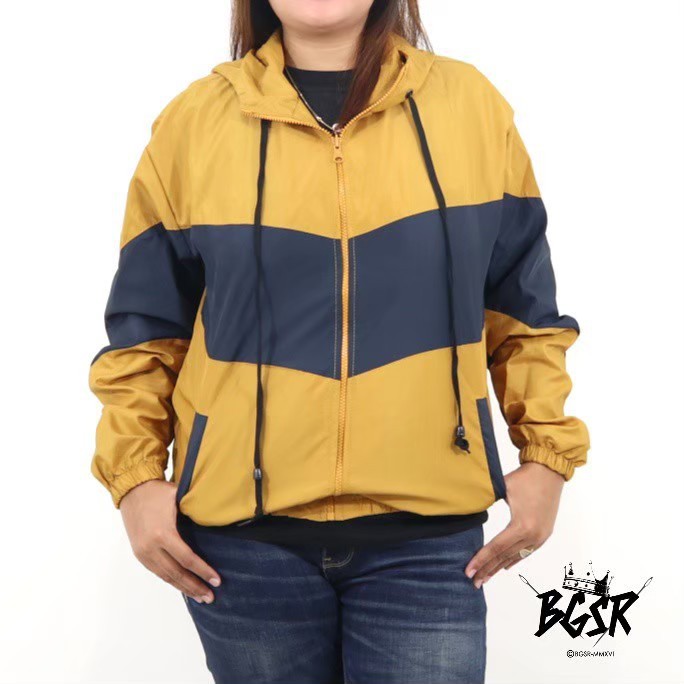 Jaket Parasut Cewe Anti Air/Jaket Outdoor Waterproof Kombinasi BGSR/Jaket Olahraga Parasit Wanita