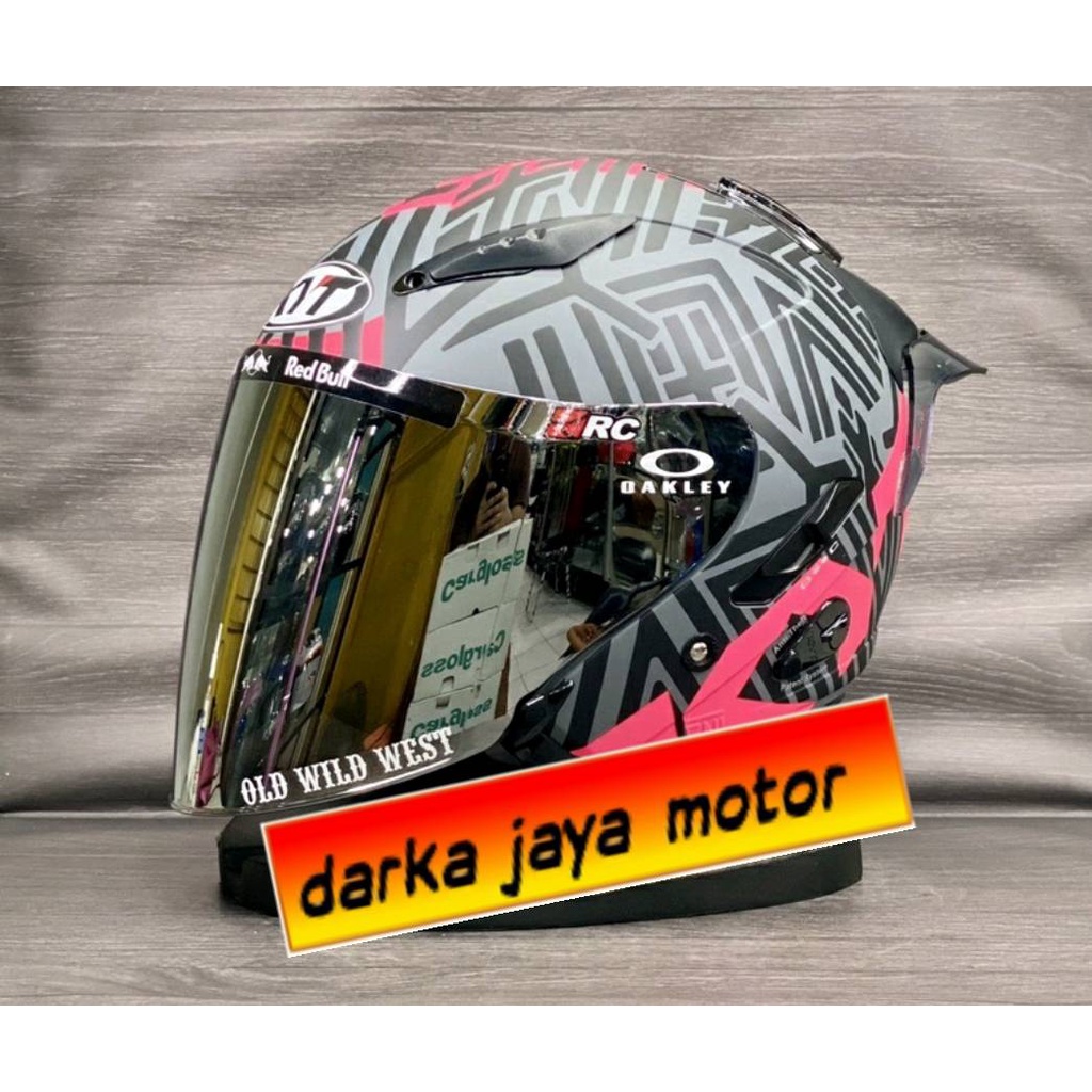 KYT GALAXY FLAT R POLOS HELM KYT HALF FACE KYT GALAXY FLAT R SLIDE  GRAPIC  PAKET GANTENG \SPOILER 2D\VISOR OPEN VENOM-BK FUXIA V SILVER