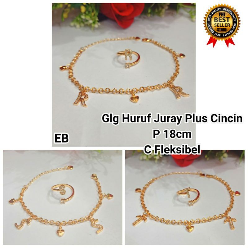 Gelang tangan JURAI HURUF A-Z FREE CINCIN huruf