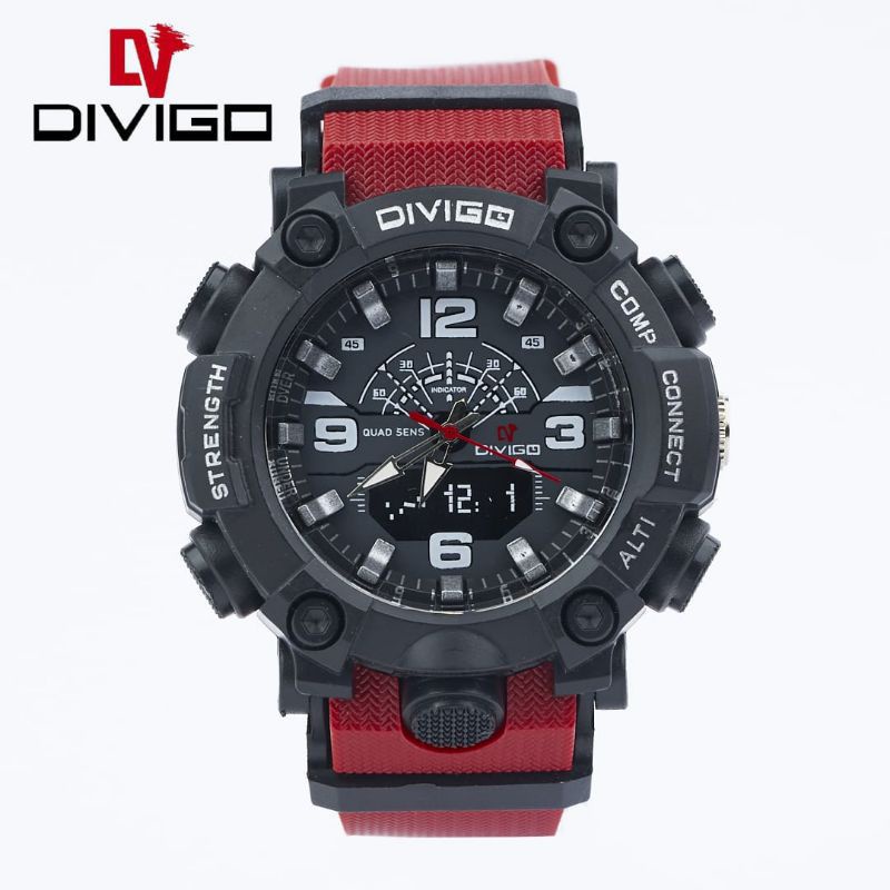 (Terima Cod)Jam Tangan Pria Divigo Stenght Anti Air Strap Rubber(Dikirim Jakarta)