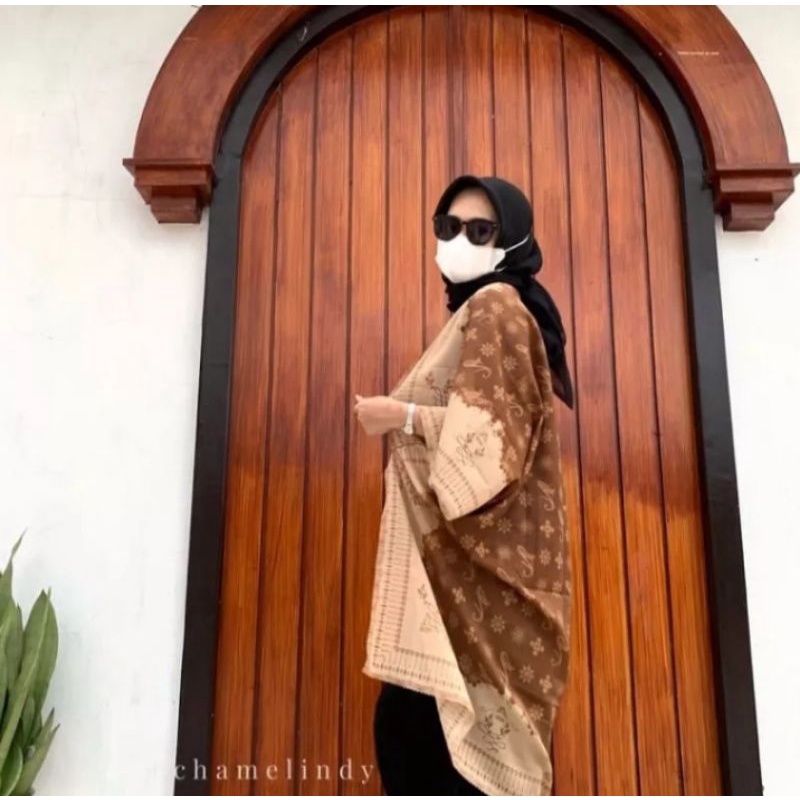 Outer scarf motif mono series / Outer wear wanita / Cardigan motif masakini / Outer bahan voal premi