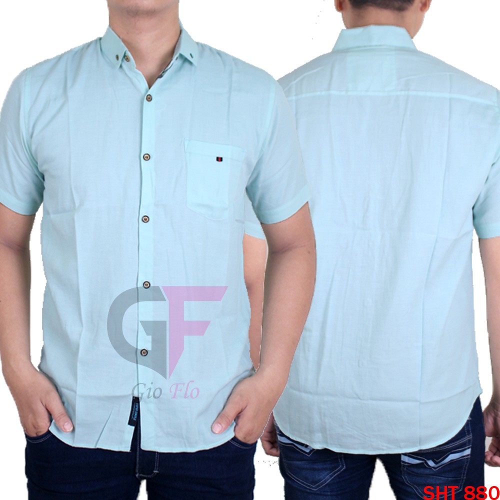 GIOFLO Kemeja Pria Lengan Pendek Oxford Polos Casual (Banyak Pilihan Warna)