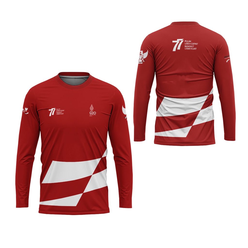 [Riashop] Kaos HUT RI 77 | Kaos HUT Ke 77 Kemerderkaan Republik Indonesia 2022 Lengan Panjang