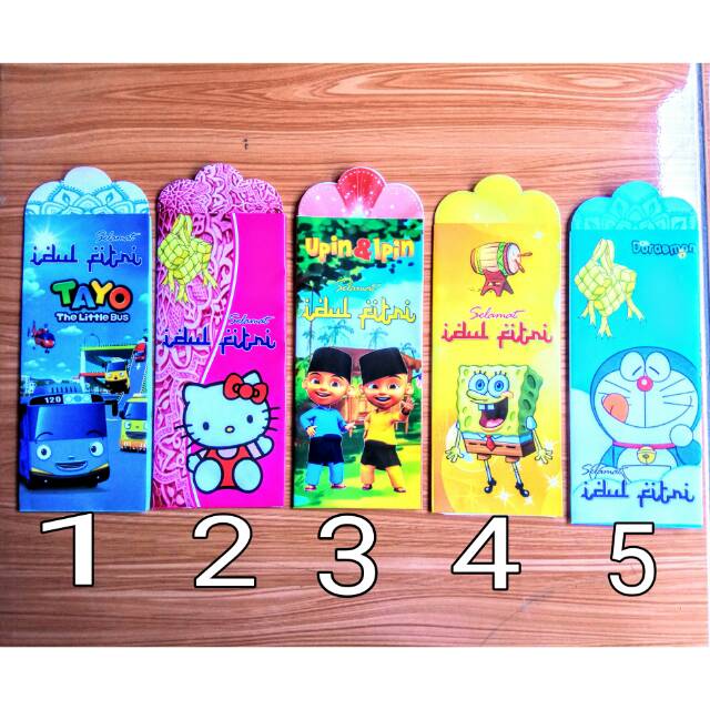 

Amplop lebaran / angpao idul fitri karakter lucu isi 10 pcs