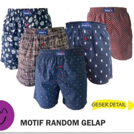 [ Dapat 4 pcs ] CELANA BOXER PENDEK HARIAN, BAHAN KATUN JEPANG / ADEM / LEMBUT /  WARNA MOTIF RANDOM