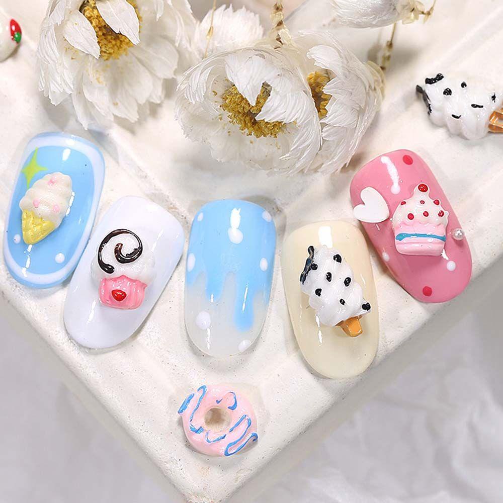 AUGUSTINA Agustinina Perhiasan Nail Art Girly Heart Jepang Es Krim Kue Donat Coklat DIY Ornamen