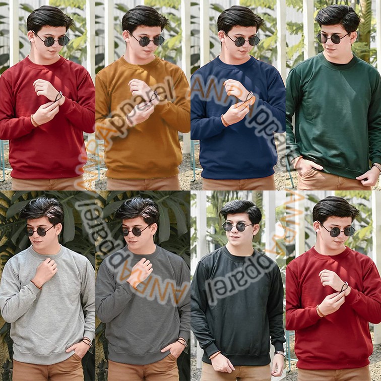 SWEATER BASIC POLOS PRIA | Sweatshirt Basic Oblong Cowok