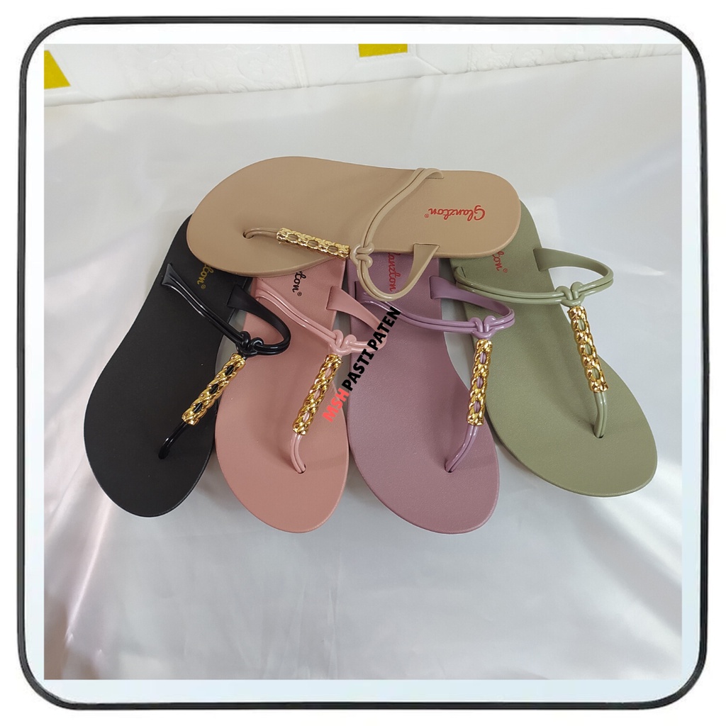 sandal flat sandal jepit sandal jelly wanita impor glanzton original