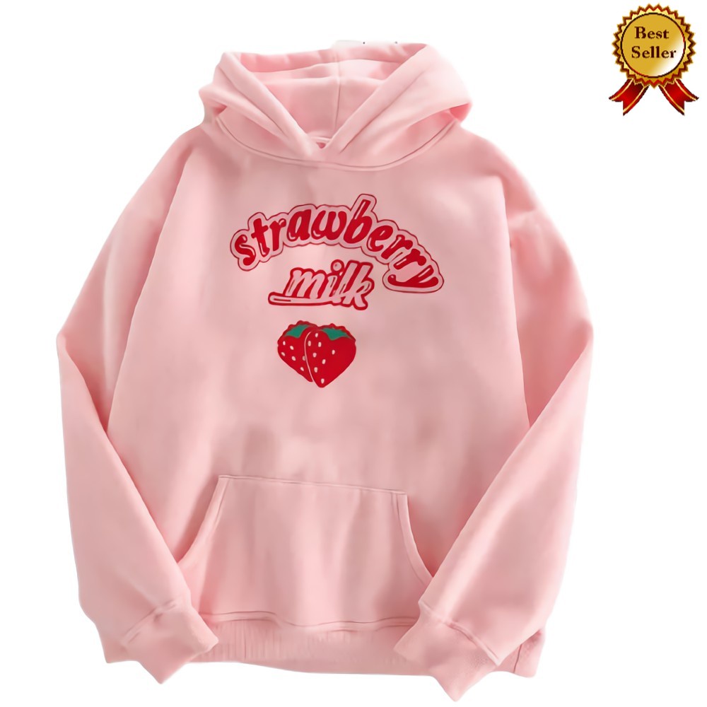 Sweater anak perempuan STRAWBERRY MILK baju jaket sweter anak perempuan