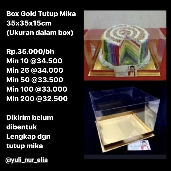 

[COD] Box cake gold tutup mika ukuran 35x35cm tinggi mika 15cm [COD]