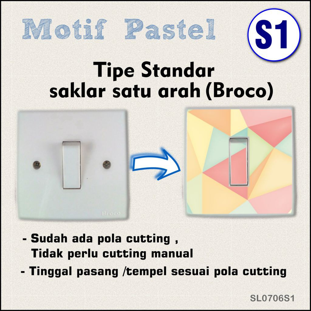 Pastel 06 - Sticker Custom Saklar Dinding / Tombol Lampu  Motif Unik 8cm