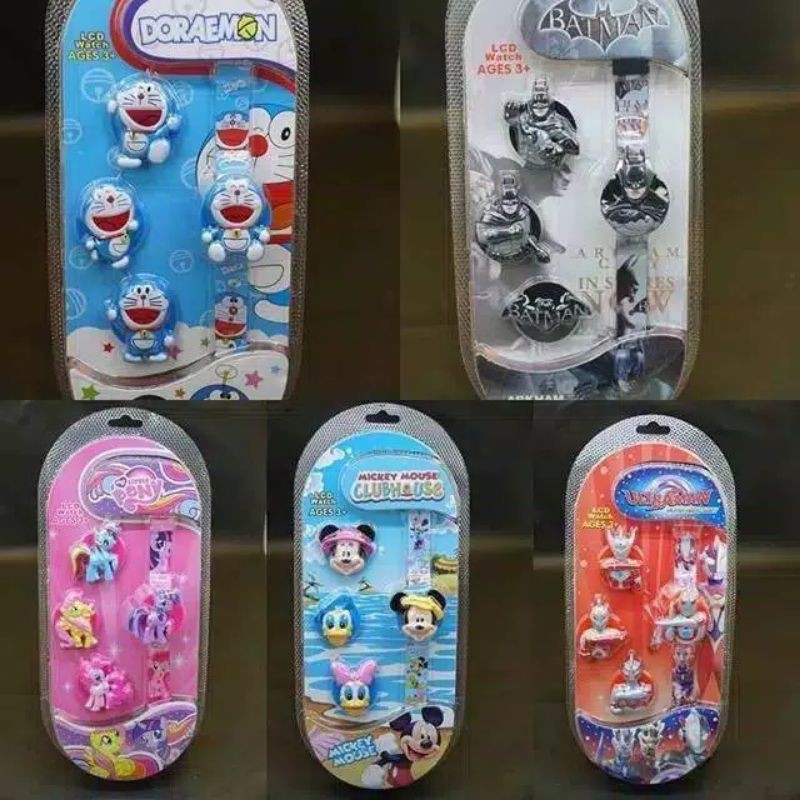 (Grosir)Jam Tangan Anak&quot; Karakter 4in1 Digital Strap Rubbrr(Terima Cod)