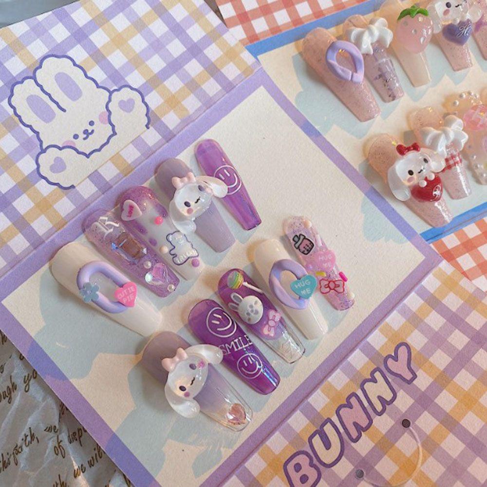 Needway   Puppy Nail Art Perhiasan Gaya Jepang Transparan Kartun Telinga Besar Anjing DIY Hiasan Kuku