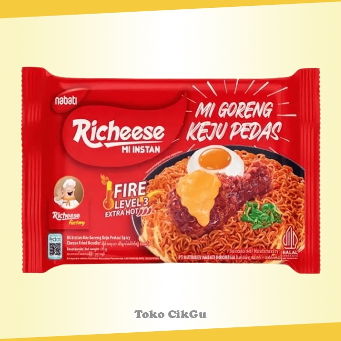 

Mie Instan Richeese Nabati Mi Goreng Keju Pedas Level 3