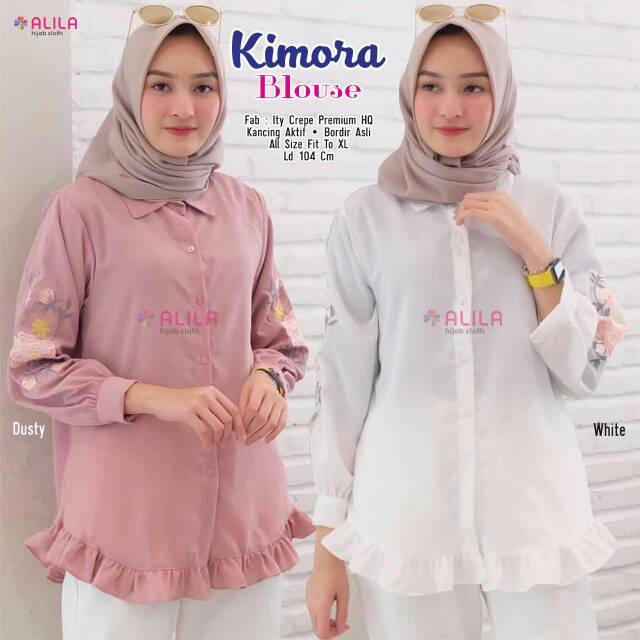 Kimora blouse bahan ity crepe bordir asli