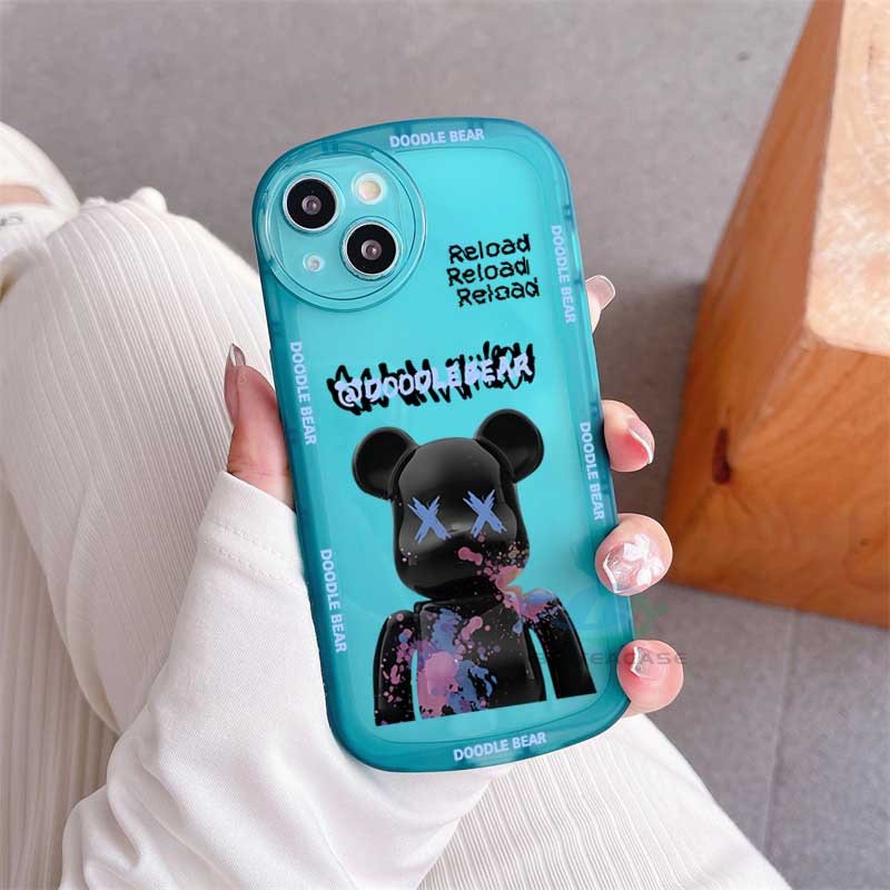 Soft Case TPU Motif Doodle Bear Untuk OPPO A57 2022 A15 A16 A16K A54 A53 A12 A5S A7 A3S A31 A52 A83 A92 A37 F9 A1K F1s