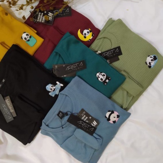 Atasan Premium Kaos Lengan Panjang/ Kaos rib patch bordir