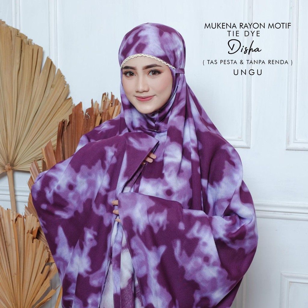 MUKENA BALI TASIK - MUKENA RAYON DEWASA MOTIF TIE DYE DISHA (TAS PESTA &amp; TANPA RENDA)