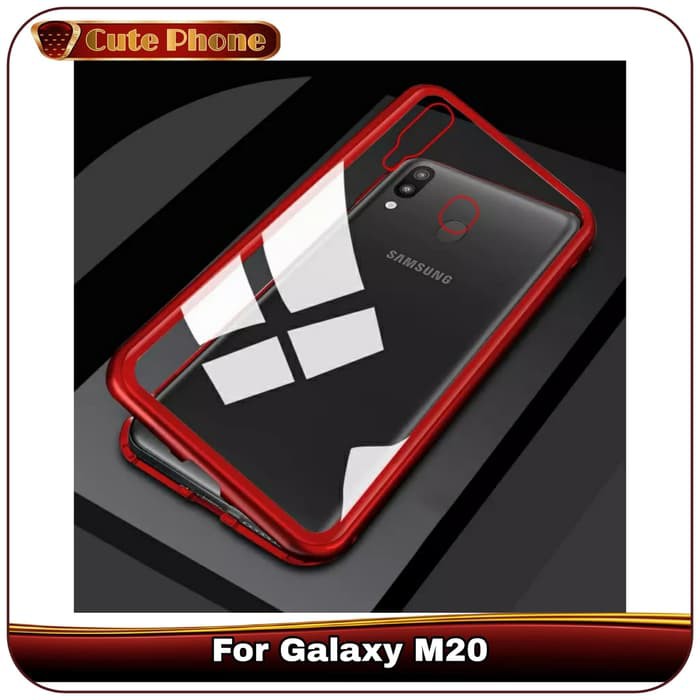 Casing Samsung Galaxy M20 M 20 Hard Case Metal Flip Tempered Glass