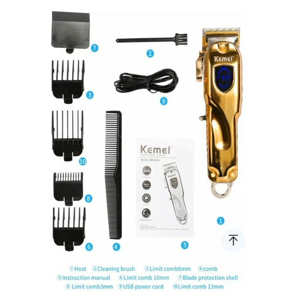 KEMEI 2010 GOLD CLIPPER METAL CORDLESS / MESIN CUKUR RAMBUT WIRELESS