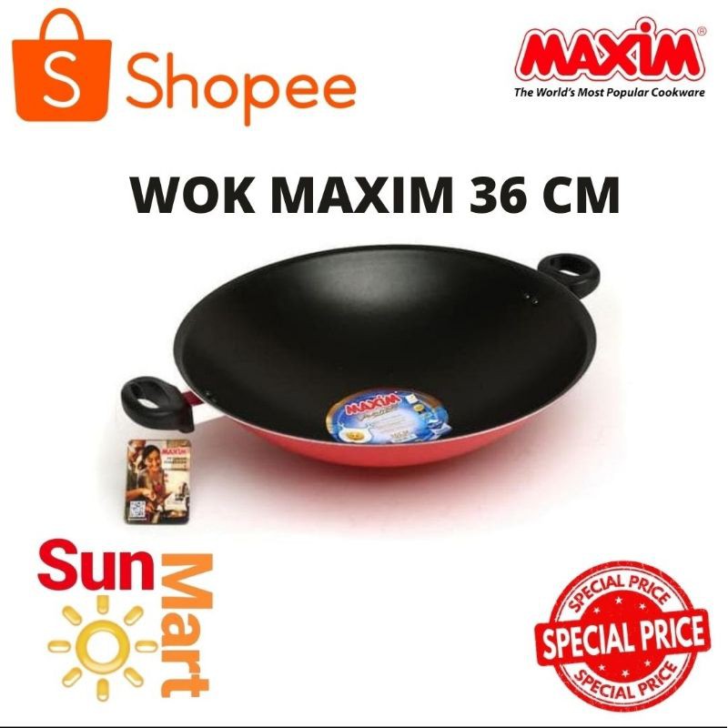 Wajan / Penggorengan Teflon 36 Cm Wok Maxim