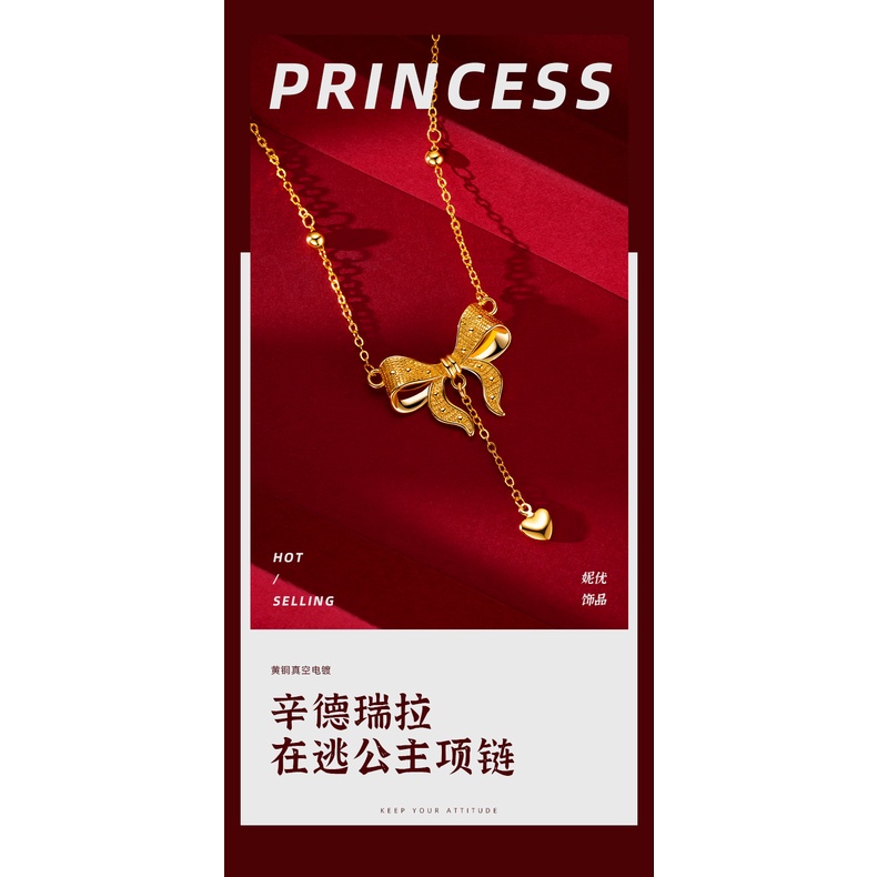 Kalung Rantai Klavikula Lapis Emas Asli Kadar 375 Desain Kupu-Kupu Hati Untuk Aksesoris Perhiasan Perempuan