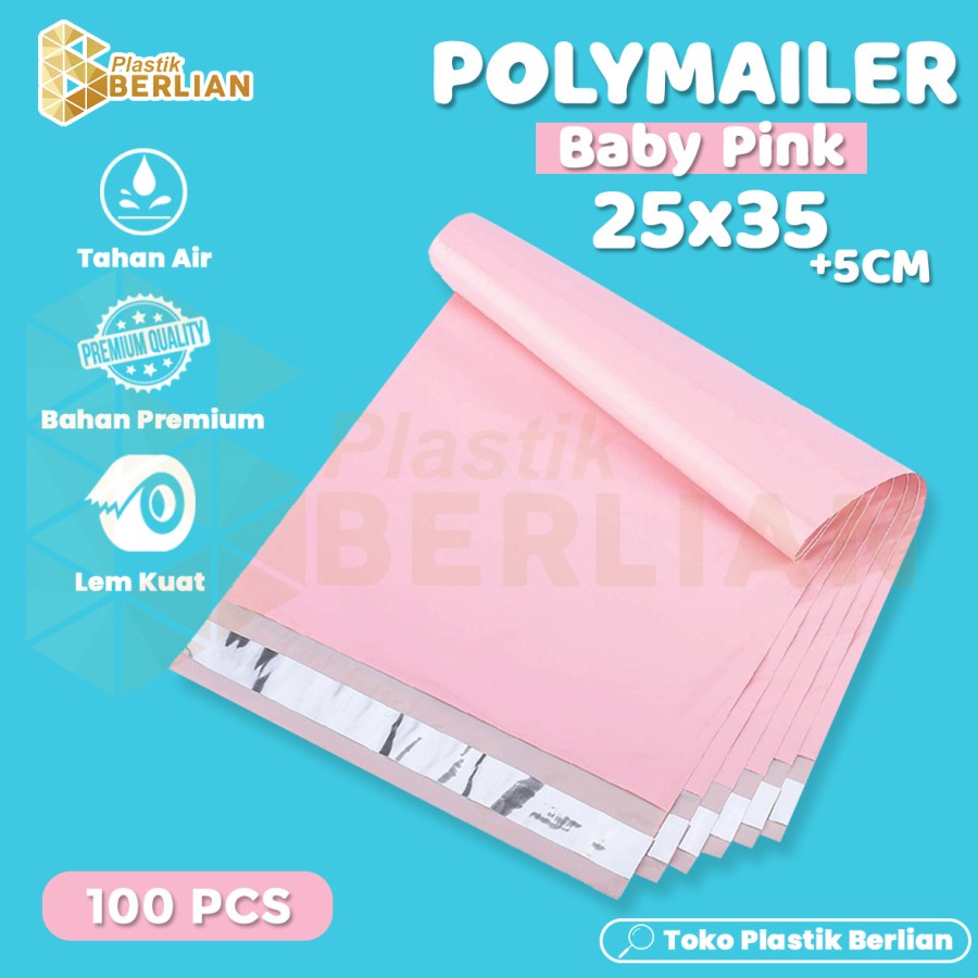 

Plastik Amplop Packaging Polymailer Polybag 25x35 isi 100 Baby Pink