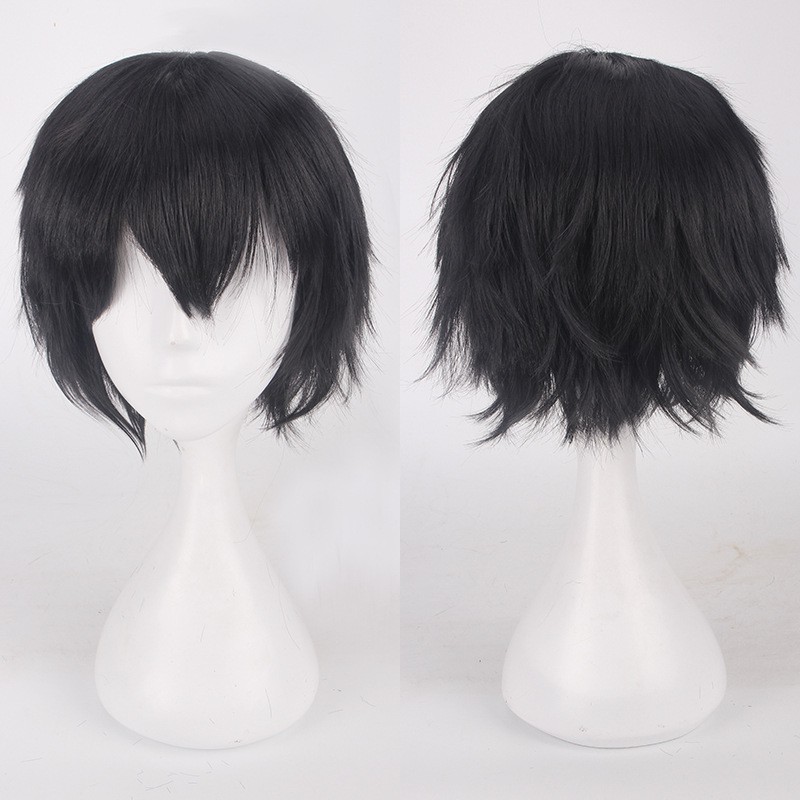 K049-4 hitam black wig base cowok pendek cosplay rambut palsu kpop