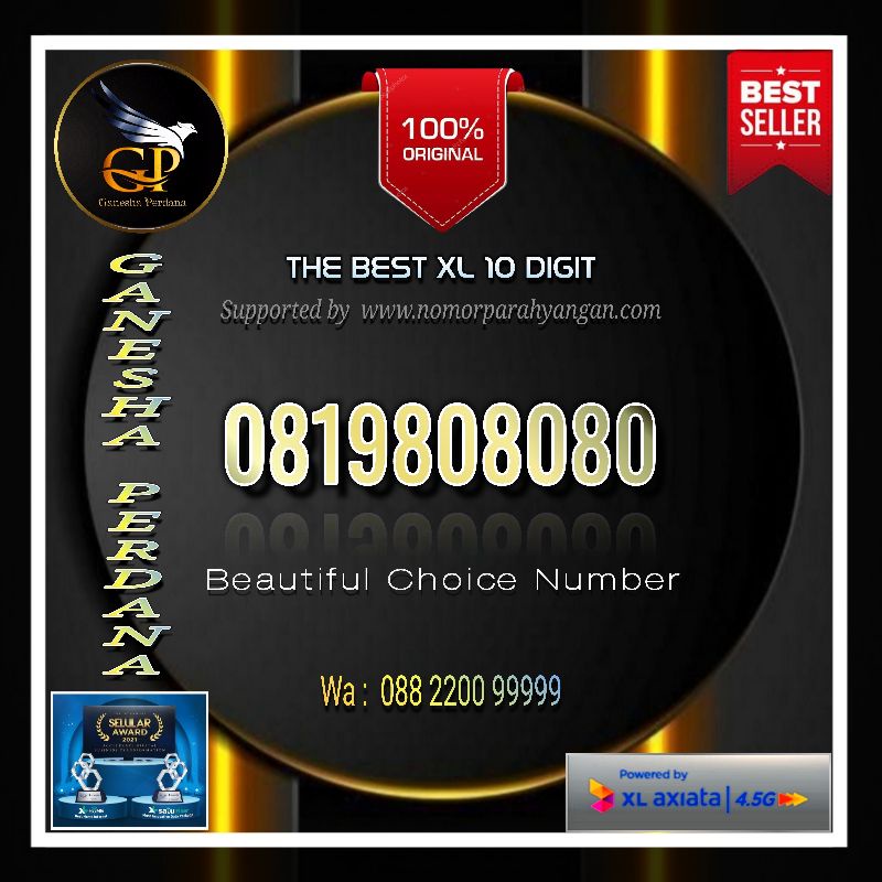 Kartu Perdana Nomor Cantik XL 10 Digit Pasca Bayar Super Rapi Triple AB